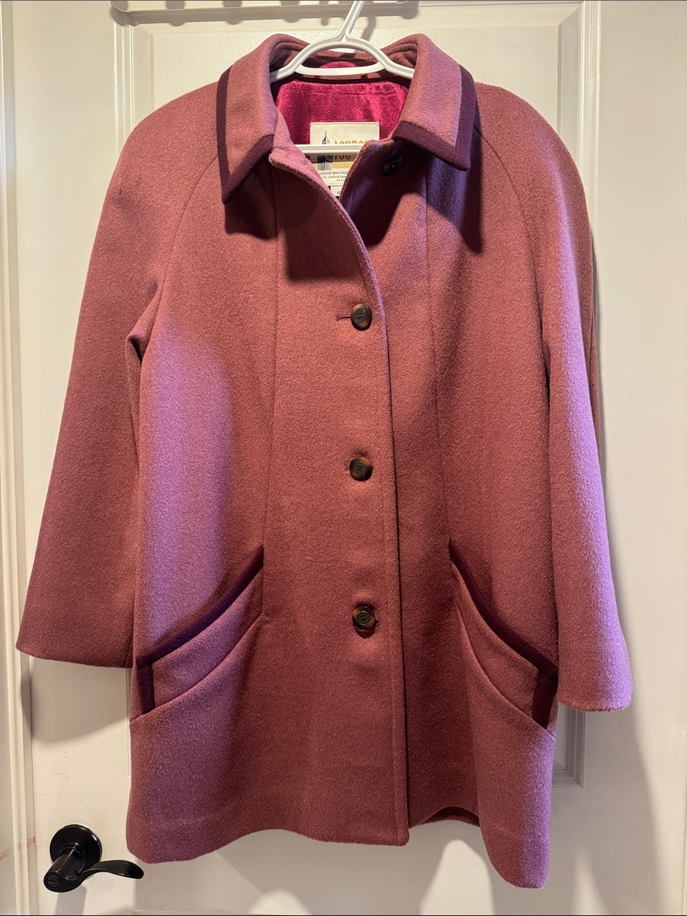 London Fog 100% Wool Rose Pink Pea Coat